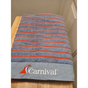 Carnival Cruise Beach Towel Logo Pool New Design Blue Red Stripes 62"x35" Funnel